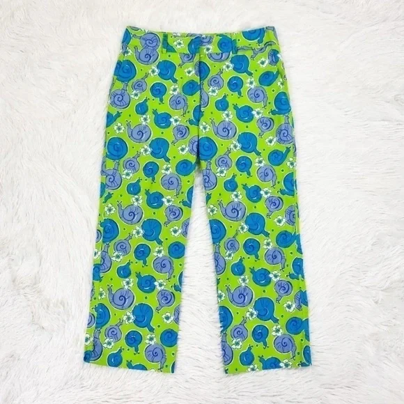 Lilly Pulitzer Vintage Snail Escargot Print Capri Crop Pants Women’s Size 2 - Picture 1 of 8